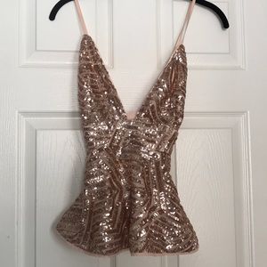 Pink Sequin Babydoll Tank